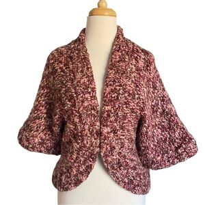 Tabitha Anthropologie Marled Wool Pink Chunky Knit Sweater Shrug Sz S